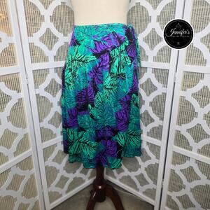 Catalina NWT Vintage Tropical Leaf Print Sarong Swim Wrap Skirt Size Medium